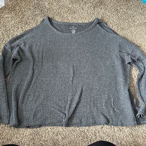 American Eagle Soft & Sexy Plush Waffle Knit Cold Shoulder Sweater